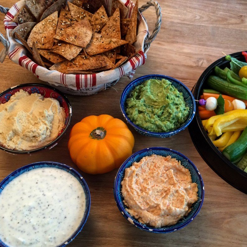 Healthy Dips: Orange Hummus with baked pumpkin recipe