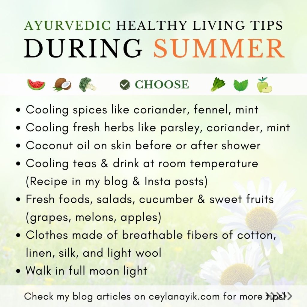 ayurvedic healthy living tips for summer