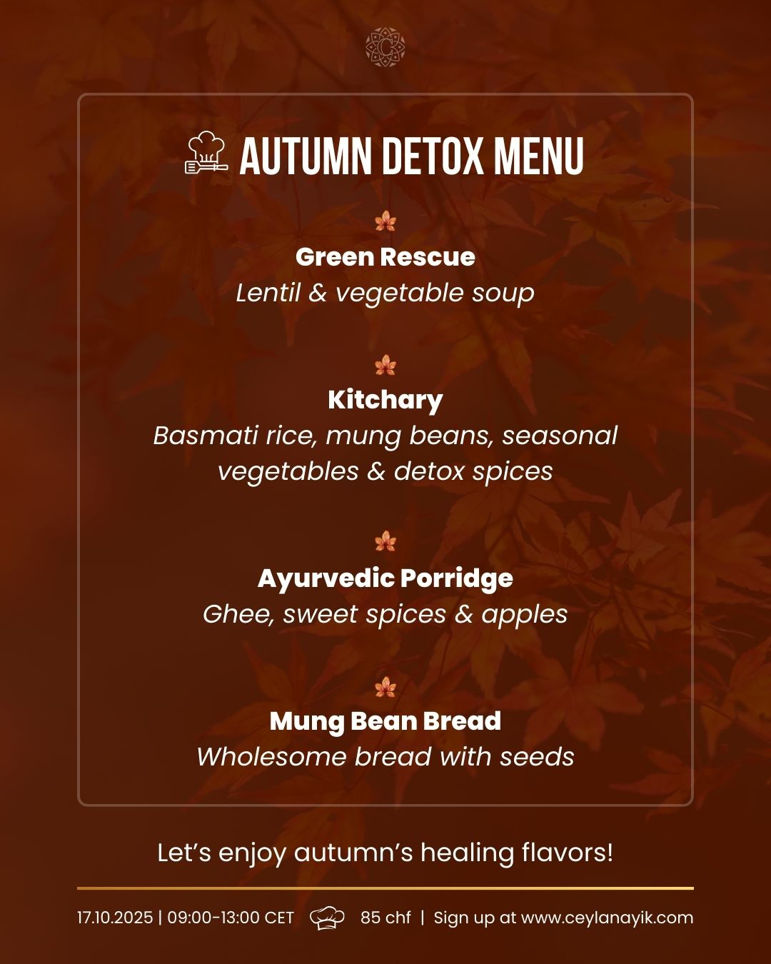 ayurvedic cooking workshop nyon